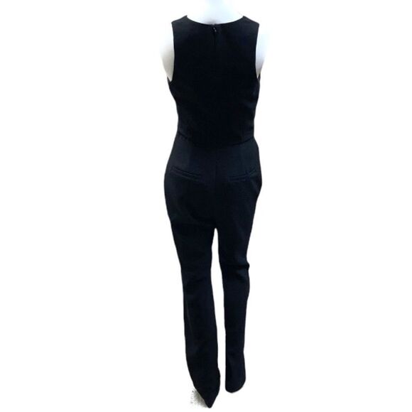 NWT ABS Allen Schwartz Women's Deep-V Black Jumpsuit with Front Cut-Out Size 4 - Picture 2 of 9